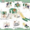 Kids Slide Playset Structure, Freestanding Castle Climbing Crawling Playhouse with Slide, Arch Tunnel, Ring Toss, and Basketball Hoop, Toy Storage Org