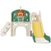 Kids Slide Playset Structure, Freestanding Castle Climbing Crawling Playhouse with Slide, Arch Tunnel, Ring Toss, and Basketball Hoop, Toy Storage Org
