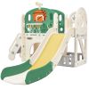 Kids Slide Playset Structure, Freestanding Castle Climbing Crawling Playhouse with Slide, Arch Tunnel, Ring Toss, and Basketball Hoop, Toy Storage Org