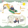 Kids Slide Playset Structure, Freestanding Castle Climbing Crawling Playhouse with Slide, Arch Tunnel, Ring Toss, and Basketball Hoop, Toy Storage Org