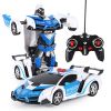 Remote Control Car; Transform Robot RC Car with One-Button Transforming 360 Degree Rotation Drifting; 1:18 Scale Police Car Ideal Xmas and Birthday Gi