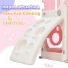 Toddler Climber and Slide Set 4 in 1; Kids Playground Climber Freestanding Slide Playset with Basketball Hoop Play Combination for Babies Indoor & Out