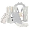 Toddler Slide and Swing Set 5 in 1, Kids Playground Climber Slide Playset with Basketball Hoop Freestanding Combination for Babies Indoor & Outdoor
