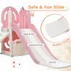 Toddler Climber and Slide Set 4 in 1; Kids Playground Climber Freestanding Slide Playset with Basketball Hoop Play Combination for Babies Indoor & Out