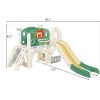 Kids Slide Playset Structure, Freestanding Castle Climbing Crawling Playhouse with Slide, Arch Tunnel, Ring Toss, and Basketball Hoop, Toy Storage Org