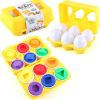 Color Shape Matching Eggs; Educational Easter Eggs Set Toy With Blue Egg Holder; Early Learning Shapes & Sorting Recognition Puzzle Skills Study For T