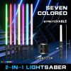 2 Colors Light Up Saber With FX Sound(Motion Sensitive); Star Wars Laser Saber; Realistic Handle For Kid; Expandable Light Swords Set For Halloween Dr
