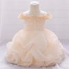 Baby Girl Solid Color One Shoulder Design Tutu Formal Dress Baptism Birthday Dress
