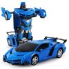 2.4G Remote Control Car; Transform Robot RC Cars Contains All Batteries: One-Button Deformation and 360 Degree Rotating Drifting; Present Christmas Bi