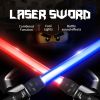 2 Colors Light Up Saber With FX Sound(Motion Sensitive); Star Wars Laser Saber; Realistic Handle For Kid; Expandable Light Swords Set For Halloween Dr
