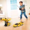 Remote Control Car; Transform Robot RC Car with One-Button Transforming 360 Degree Rotation Drifting; 1:18 Scale Police Car Ideal Xmas and Birthday Gi