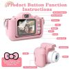 Kids Selfie Camera;  Kids Camera Toys For 3-12 Year Old Boys/Girls; Kids Digital Camera With Video; Christmas Birthday Festival Gifts For Kids ; 32GB