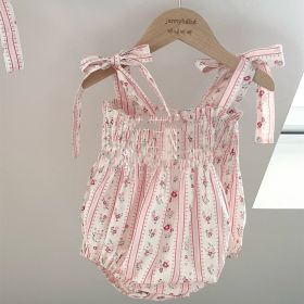 Summer Ins Style Girls' Braces Skirt Floral Romper (Option: Romper-90cm)