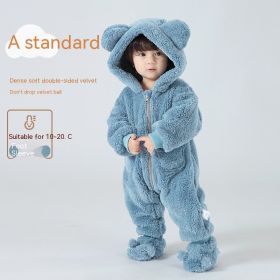 Baby Lamb One-piece Trousers Outer Wear (Option: Sea Salt Blue-100cm)