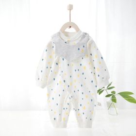Baby's Pure Cotton Thermal Jumpsuit (Option: Happy rainy season yellow-59cm)