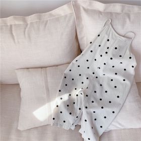 Girl's Strap Skirt Pants Jumpsuit Wide Leg (Option: Beige-120cm)