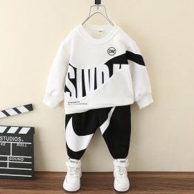 Boys' Matching Long-sleeve Suit Spring And Autumn New (Option: White-100cm)