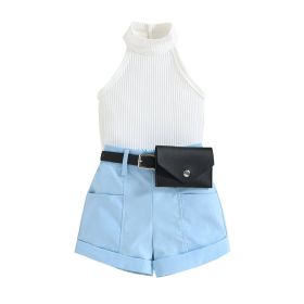 Fashion Girls Halter Clothes Suit (Option: Blue-100cm)