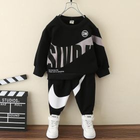 Boys' Matching Long-sleeve Suit Spring And Autumn New (Option: Black-150CM)