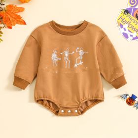 Solid Color Newborn One-piece Sweater Skull Print (Option: Amber-80cm)
