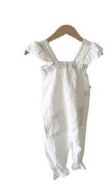 Baby Jumpsuit Romper Girl Floral Flounced Sleeve Jumpsuit (Option: White-110cm)