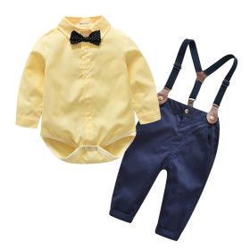 Long Sleeve Romper Shirt Two-piece Set (Option: Yellow-90cm)