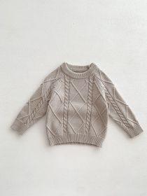 Baby Autumn And Winter Twist Knitted Sweater Jumpsuit (Option: Gray Sweater-80cm)