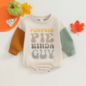 Halloween Toddler Jumpsuit Long Sleeve Pumpkin Letters (Option: B-80cm)