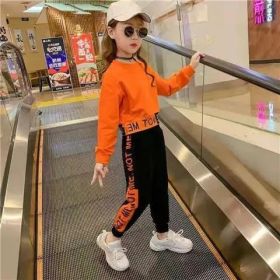 Children's Spring New Sportswear Two-piece Set (Option: Orange-130cm)